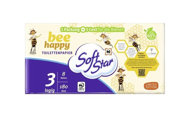 SoftStar - Toilettenpapier Biene 3-lagig (8Rollen)